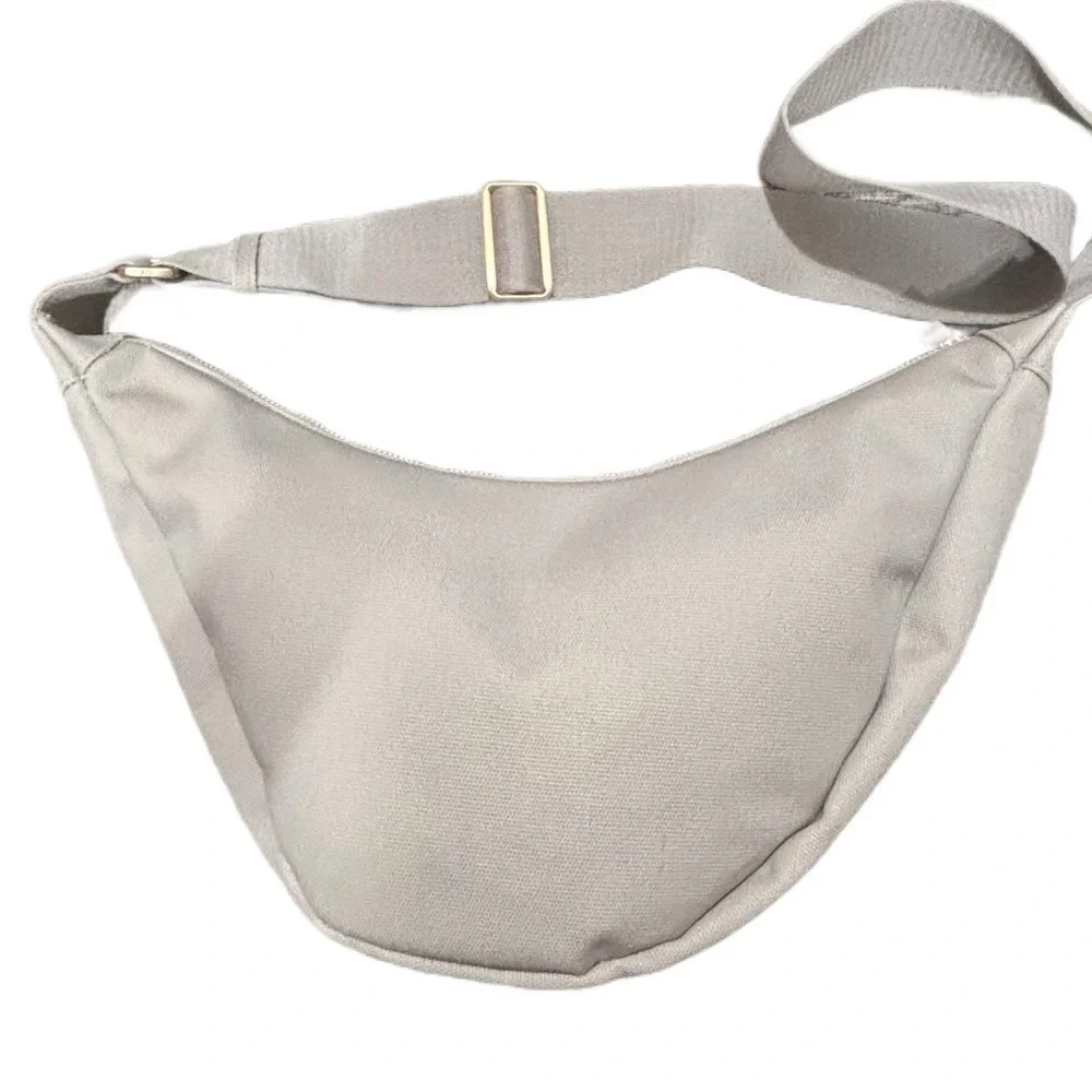 July Minimalist Sling Bag Sand Beige Canvas Neutral Crossbody Adjustable Strap